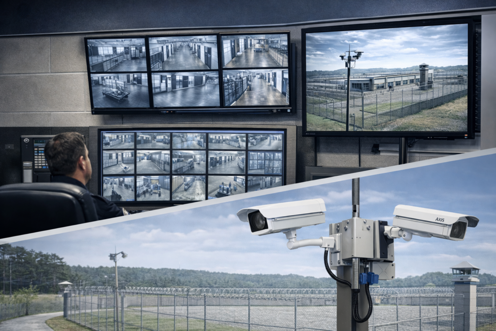 central control room and video surveillance cameras